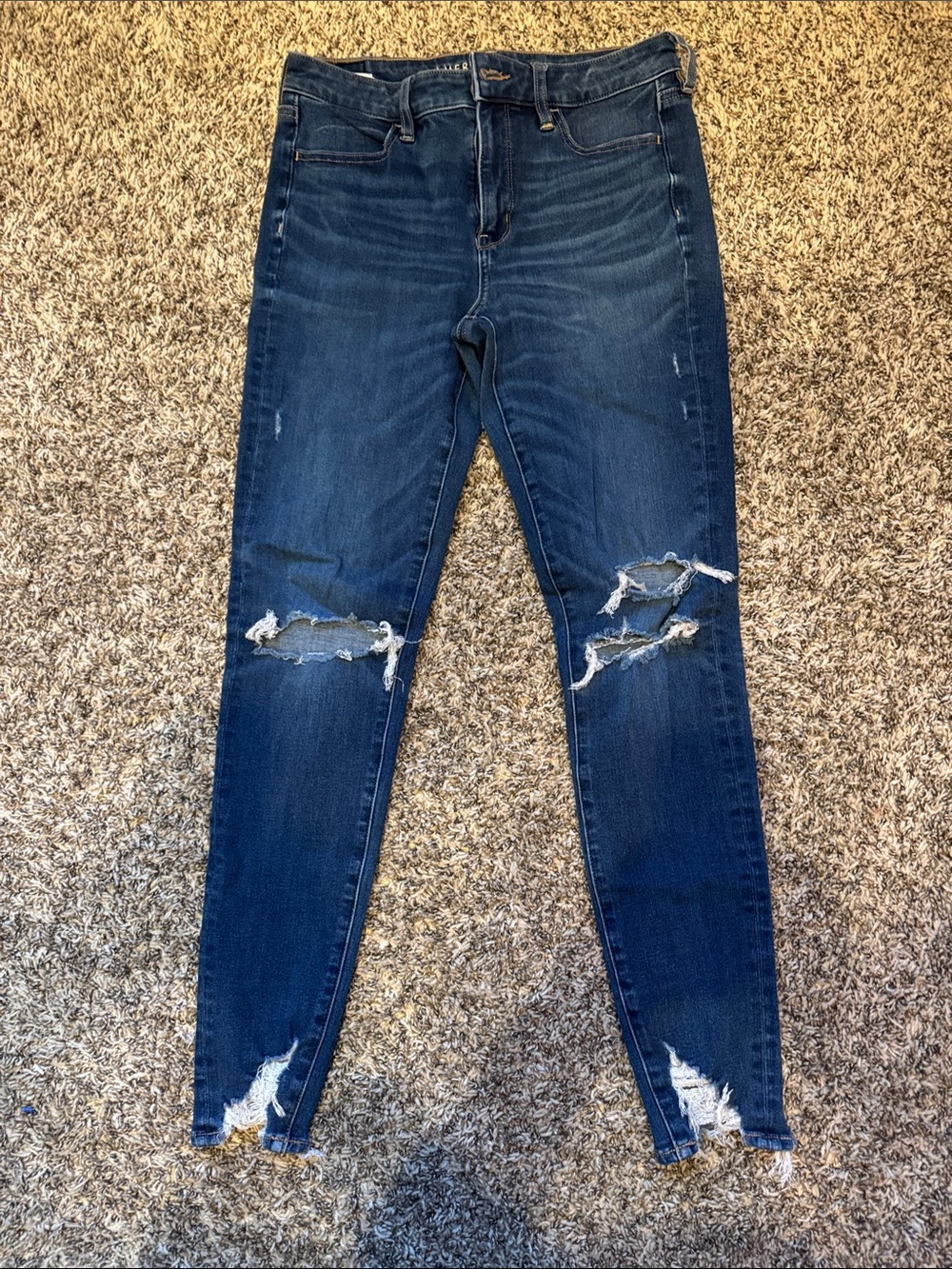 American Eagle Outfitters Dark Indigo Distressed Skinny Jeans